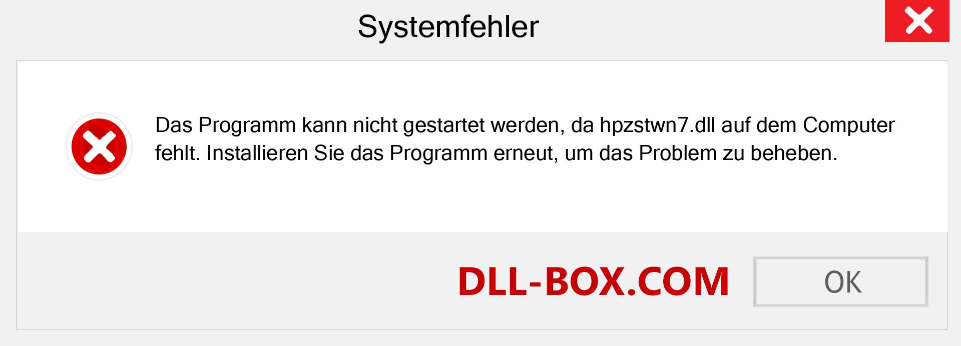 hpzstwn7.dll-Datei fehlt?. Download für Windows 7, 8, 10 - Fix hpzstwn7 dll Missing Error unter Windows, Fotos, Bildern