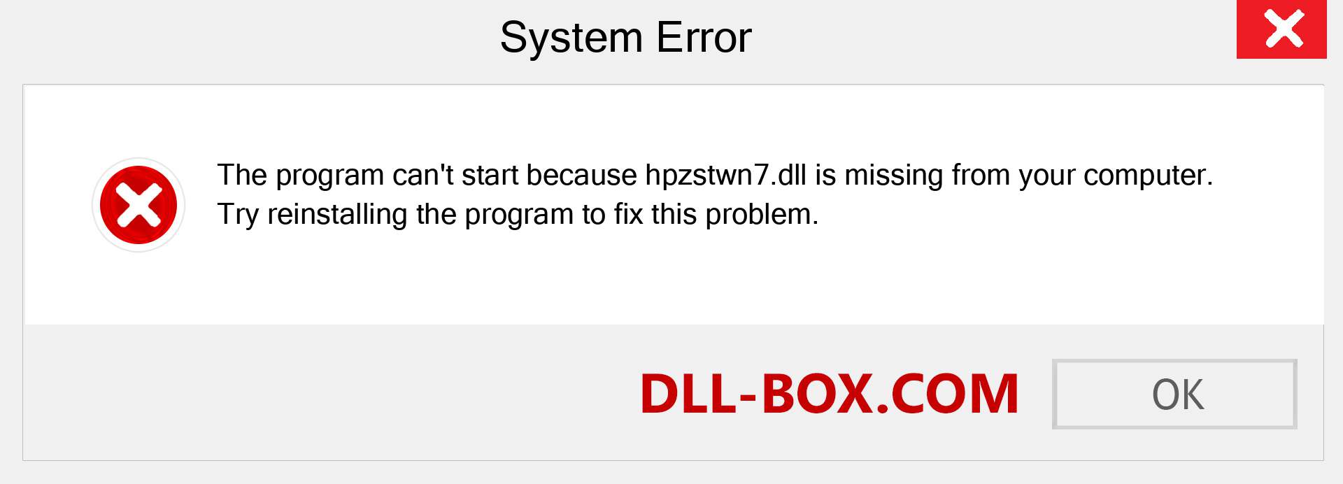  hpzstwn7.dll file is missing?. Download for Windows 7, 8, 10 - Fix  hpzstwn7 dll Missing Error on Windows, photos, images