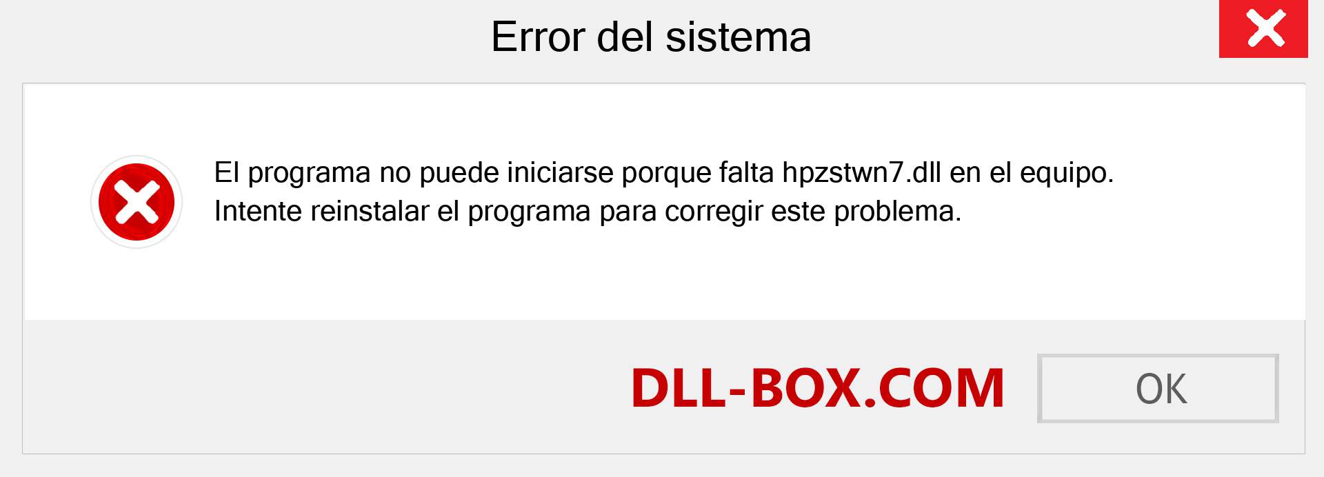 ¿Falta el archivo hpzstwn7.dll ?. Descargar para Windows 7, 8, 10 - Corregir hpzstwn7 dll Missing Error en Windows, fotos, imágenes